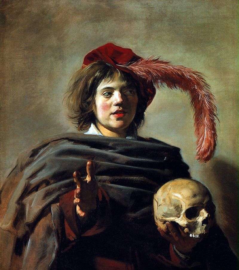 Portrait of a young man with a skull (Vanitas) by Frans Hals