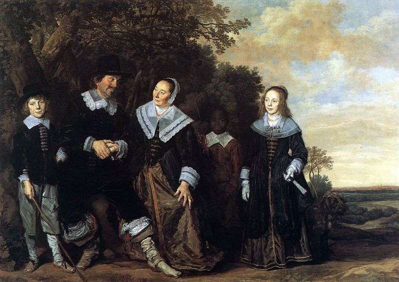 Family portrait in the background of the landscape by Frans Hals