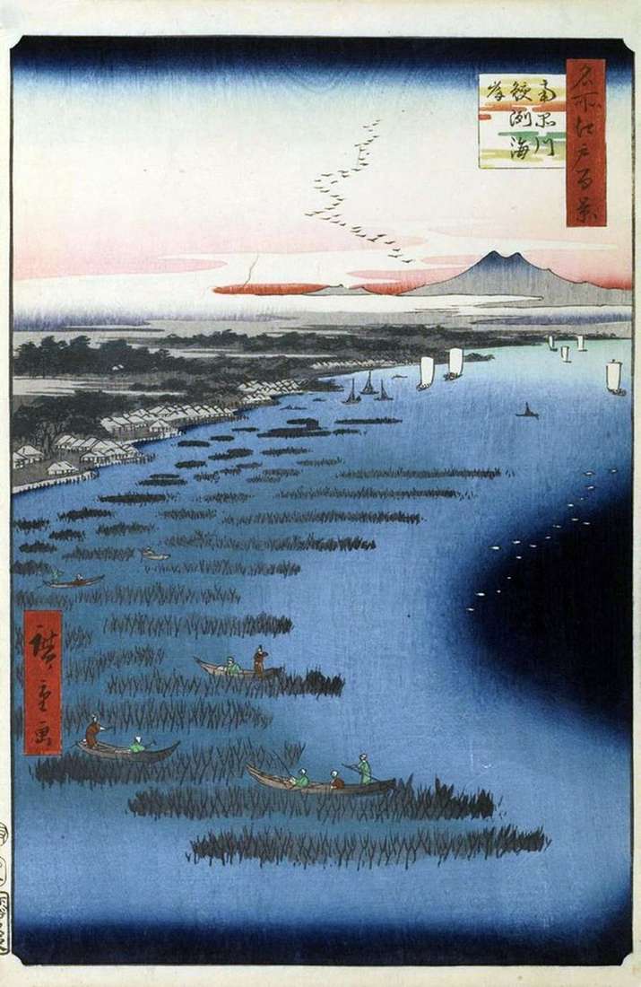 The shore of Samedzukaigan and the south of Sinagawa by Utagawa Hiroshige