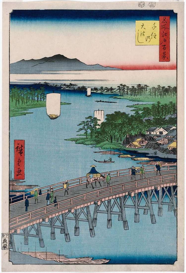 The Ohashi Bridge in Senju by Utagawa Hiroshige