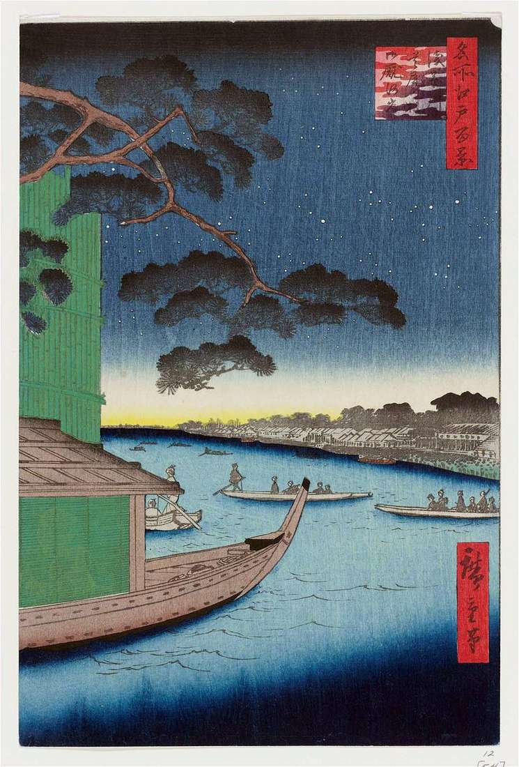 Pine Suube no matzo on the Asakusagawa River, the Ommayagashi Embankment by Utagawa Hiroshige