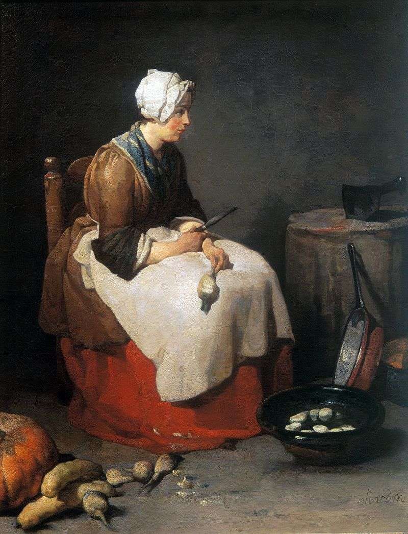 A cook, a cleaning trouser by Jean Baptiste Chardin