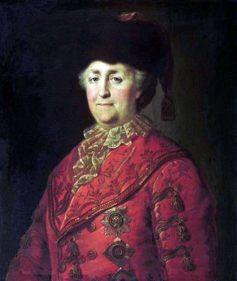 Portrait of Catherine II in a road suit by Mikhail Shibanov