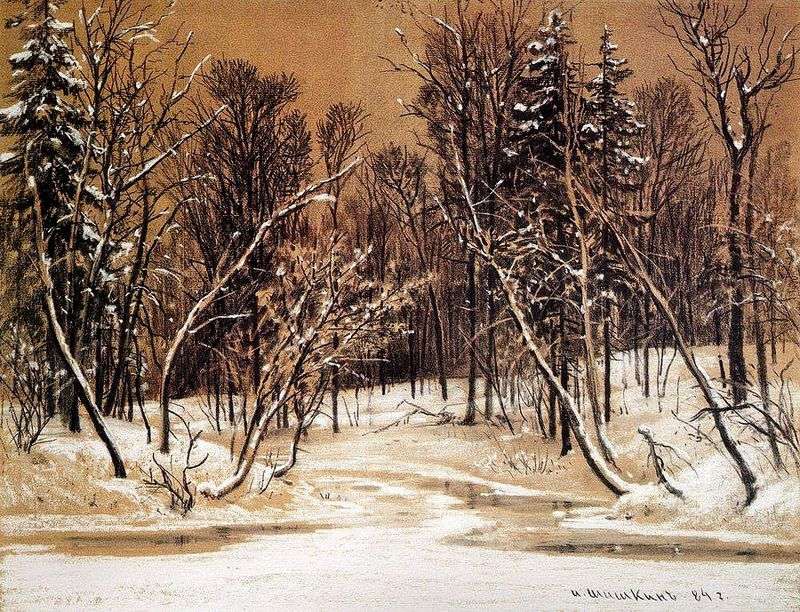 Forest in winter by Ivan Shishkin