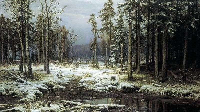 The first snow by Ivan Shishkin