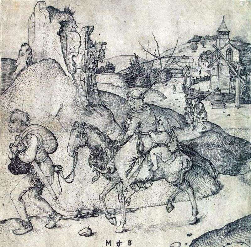 The peasant family on the way to the market by Martin Schongauer