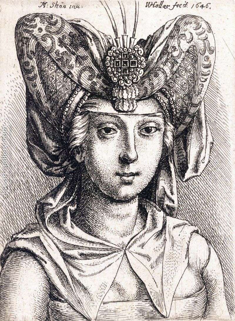 Portrait of a young woman in a turban by Martin Schongauer