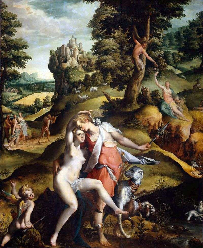 Adonis goes on a hunt by Bartholomeus Spranger