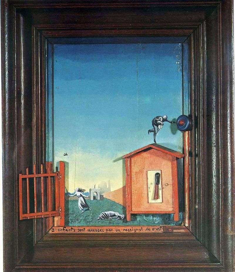 Two children and a nightingale by Max Ernst