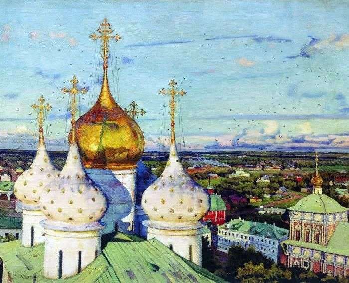 Domes and swallows by Konstantin Yuon