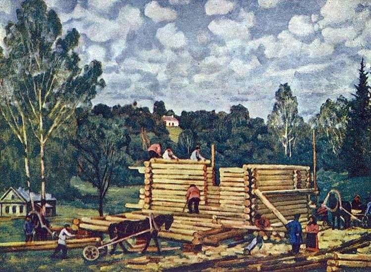 Construction of the house by Konstantin Yuon