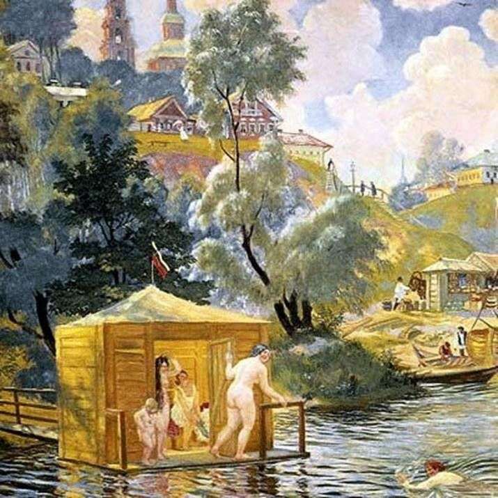 Bathing by Boris Kustodiev