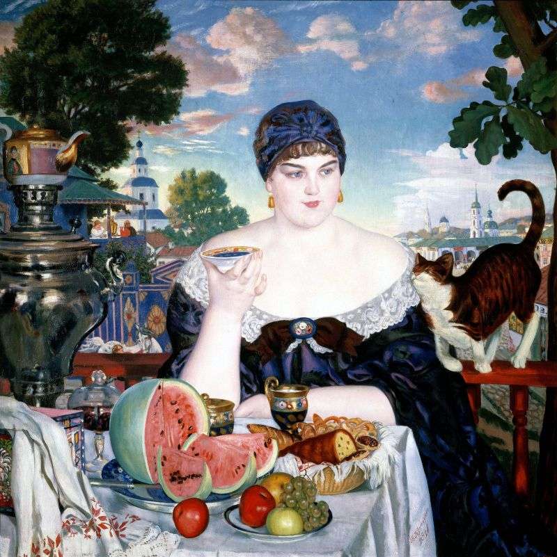 Tradeswoman for tea by Boris Kustodiev