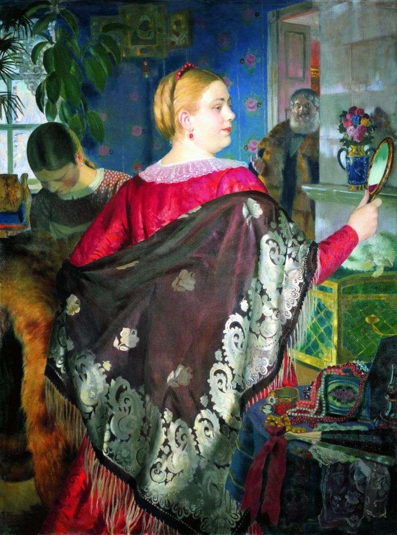 Merchant with a mirror by Boris Kustodiev