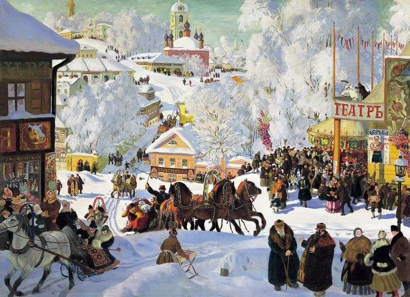 Maslenitsa (Pancake skating) by Boris Kustodiev