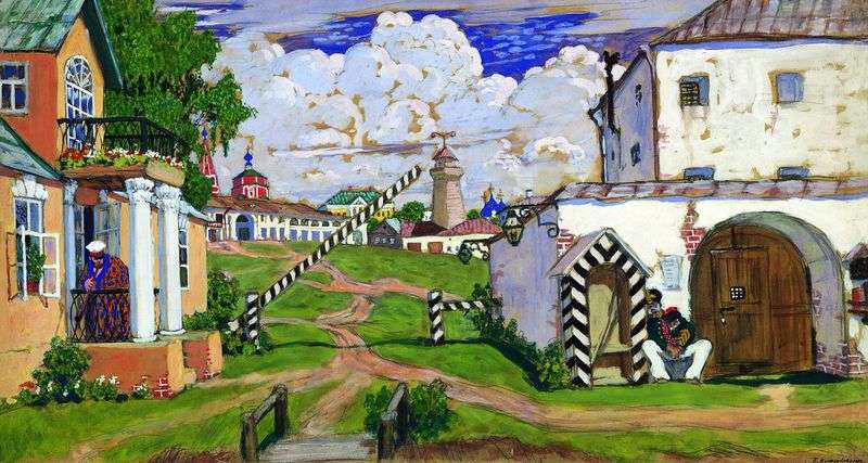 Square on the outskirts of the city by Boris Kustodiev