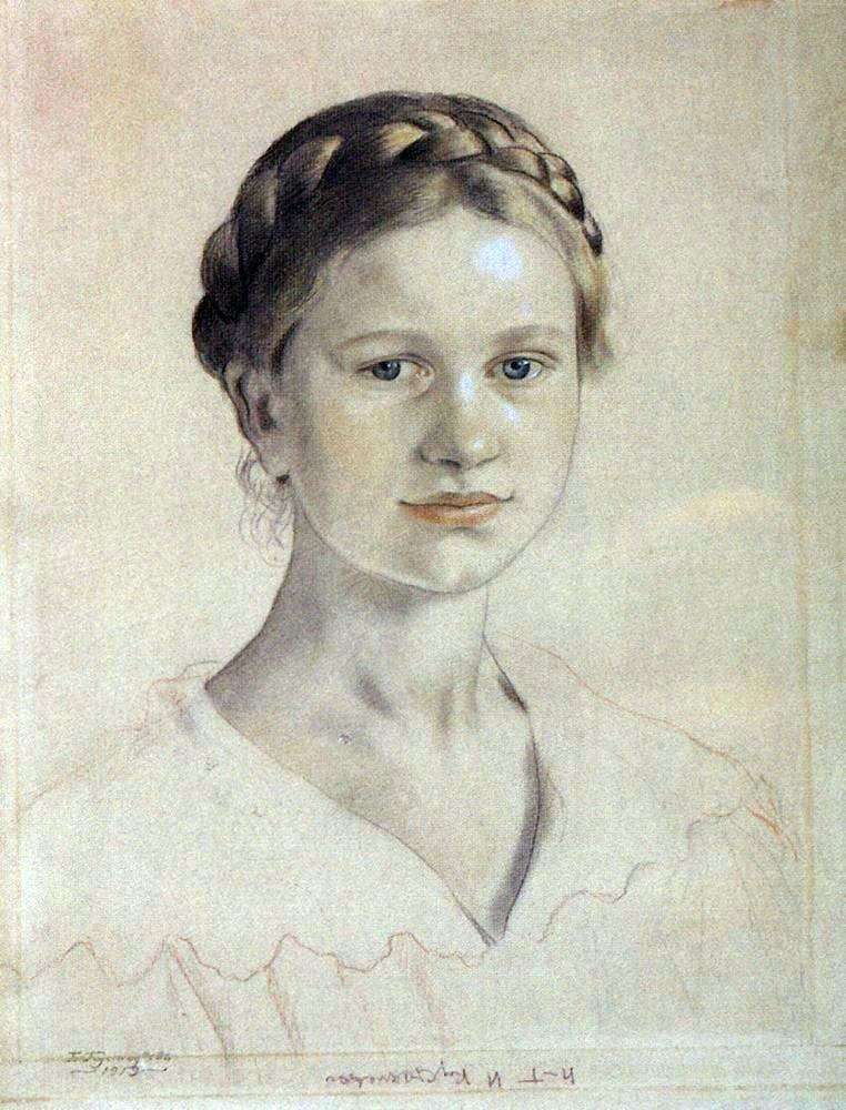 Portrait of I. B. Kustodiyeva by Boris Kustodiev