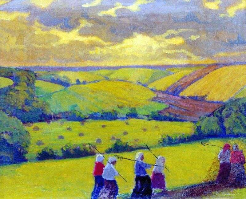 Haymaking by Boris Kustodiev