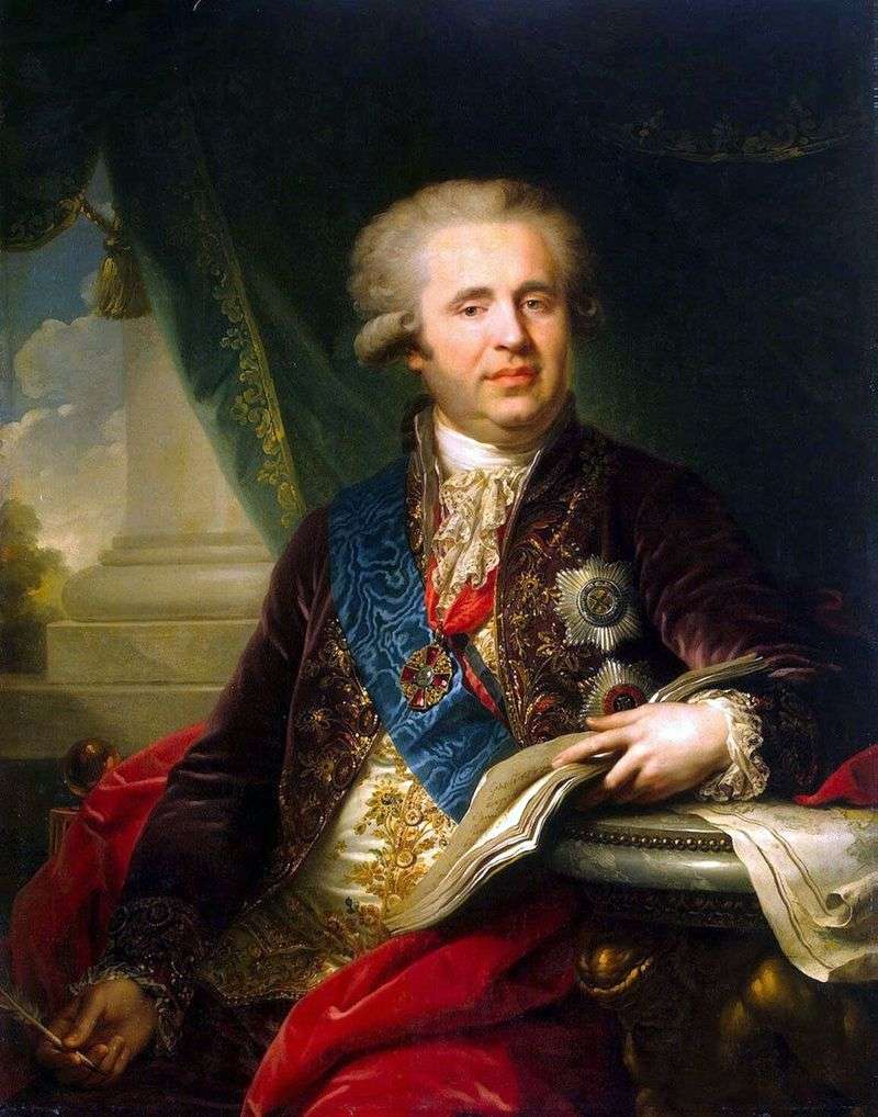 Portrait of Prince A. A. Bezborodko by Johann Baptist Lampi