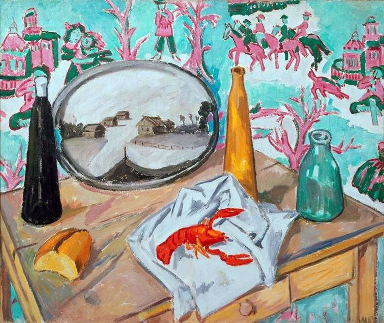 Still Life with a Tray and Cancer by Mikhail Larionov