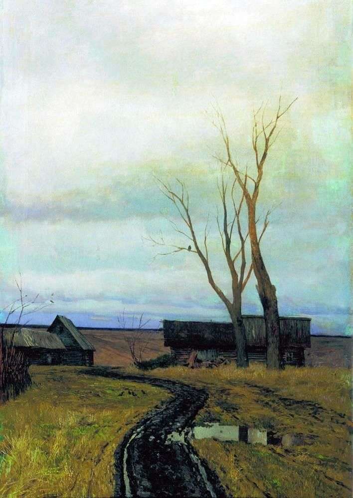 Autumn. The road in the village by Isaac Levitan