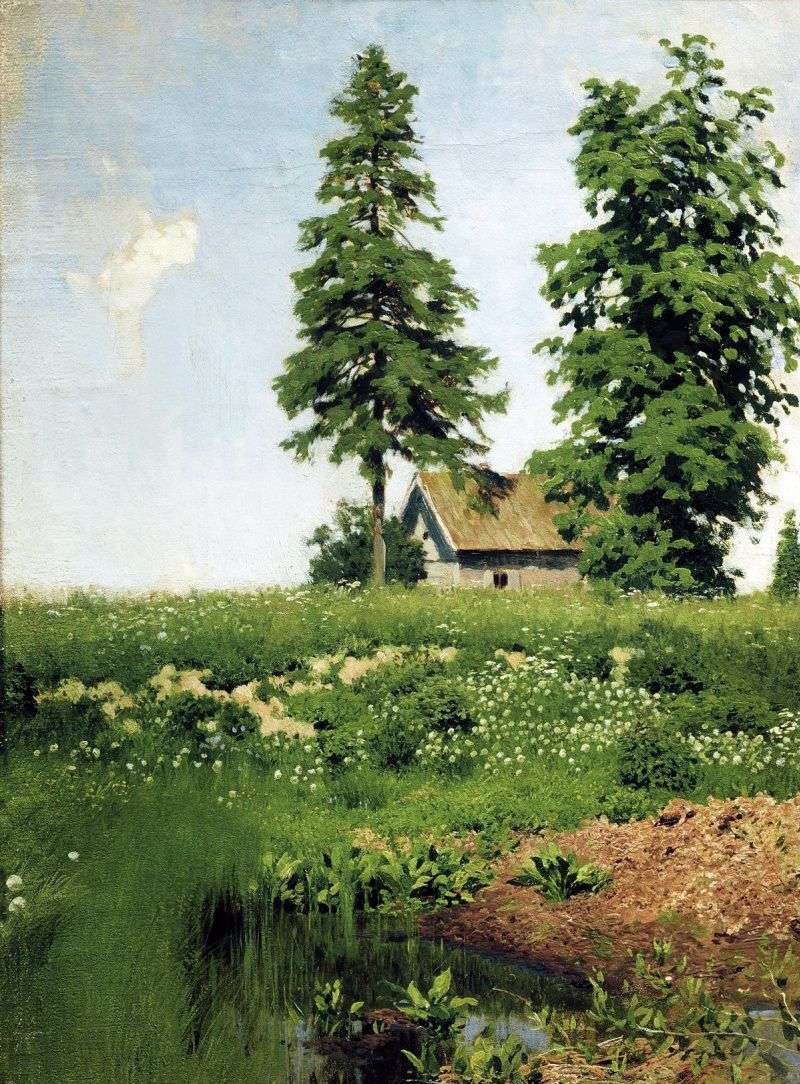 Hut in the meadow by Isaac Levitan