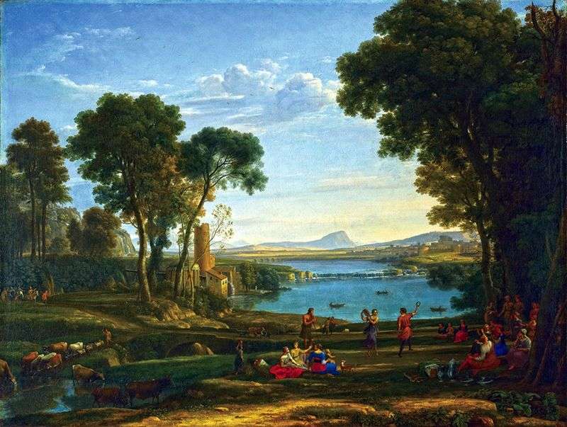 Landscape with the scene of the wedding of Isaac and Rebekah by Claude Lorrain