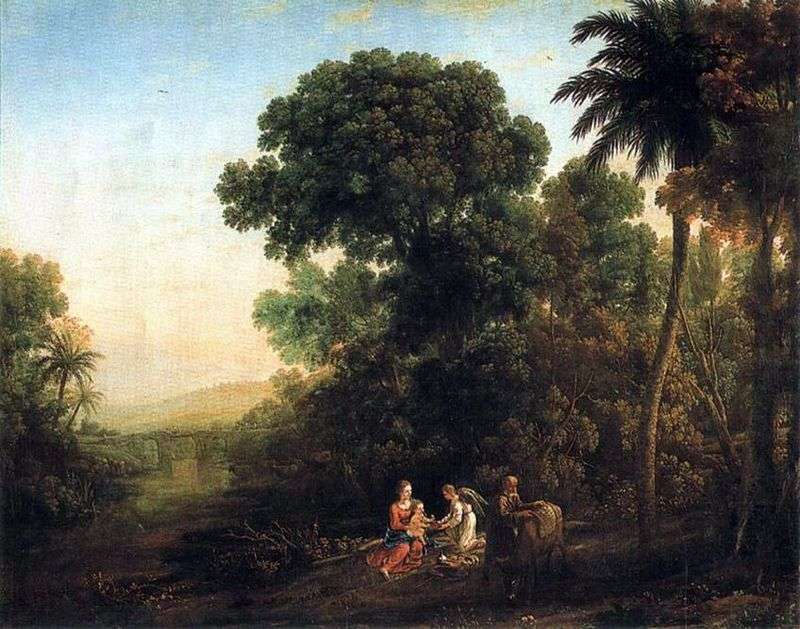 Landscape with a scene of rest on the way to Egypt by Claude Lorrain