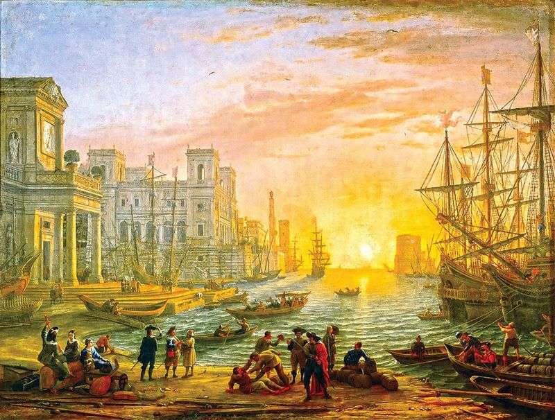 Sea Harbor at Sunset by Claude Lorrain