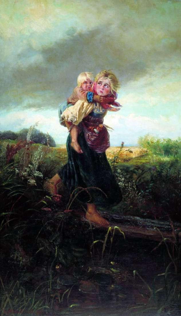 Children running from the storm by Konstantin Makovsky