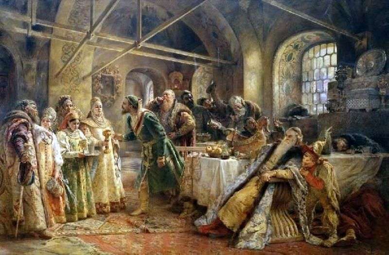 Kissing rite (feast of the boyar Morozov) by Konstantin Makovsky