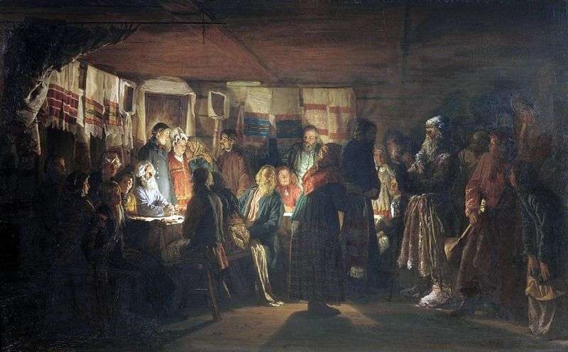 The arrival of the sorcerer on the peasant wedding by Vasily Maximov