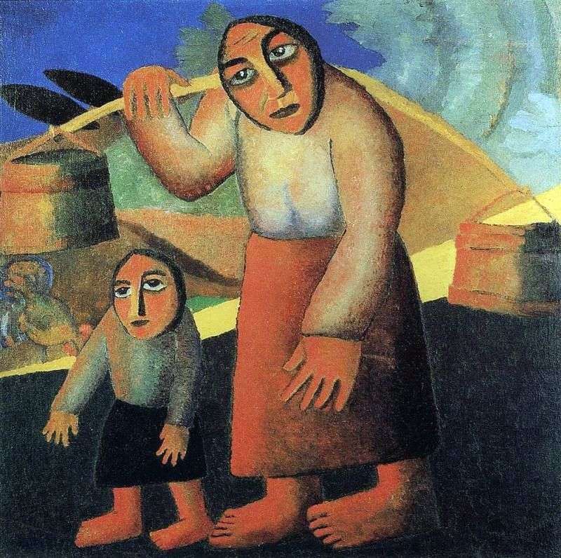 Peasant woman with buckets by Kazimir Malevich