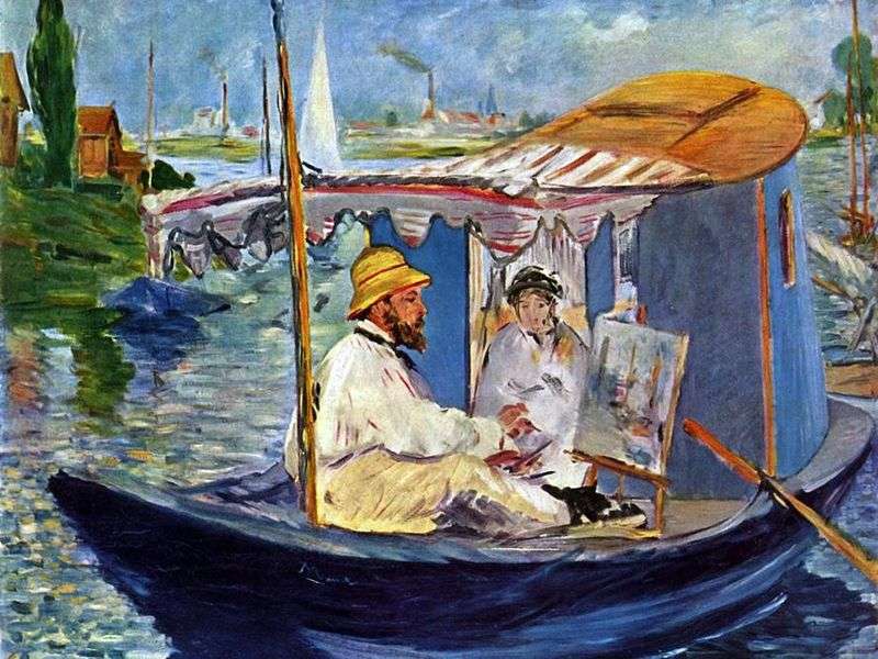 Boat Studio Claude Monet by Edouard Manet