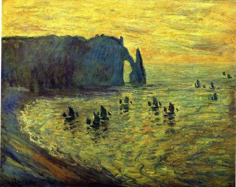 Rocks in Etretat by Claude Monet