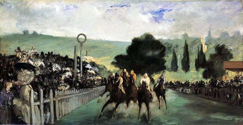 Horse Racing on Longchamp by Edouard Manet