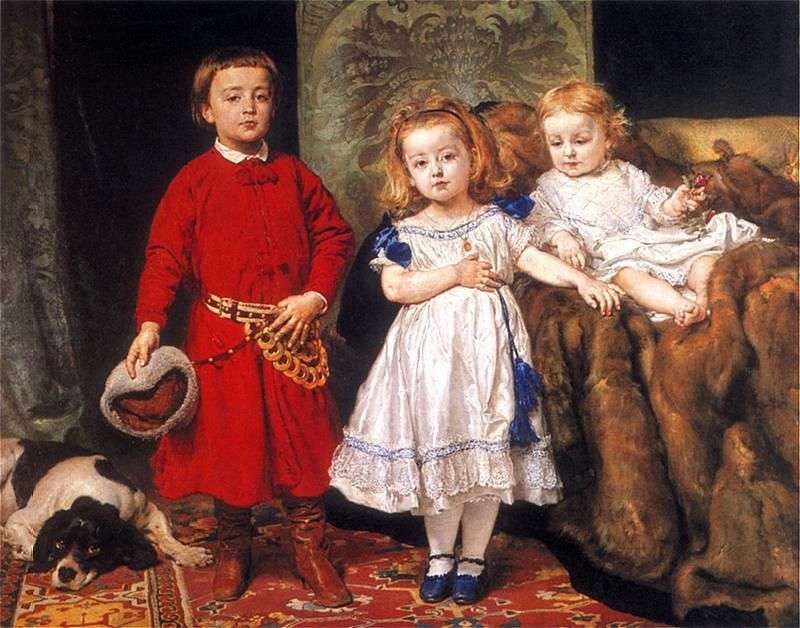 Portrait of the three children of the artist by Jan Aloizy Mateiko