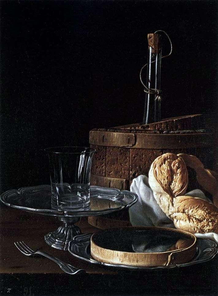 Still Life with a Pretzel by Luis Melendez