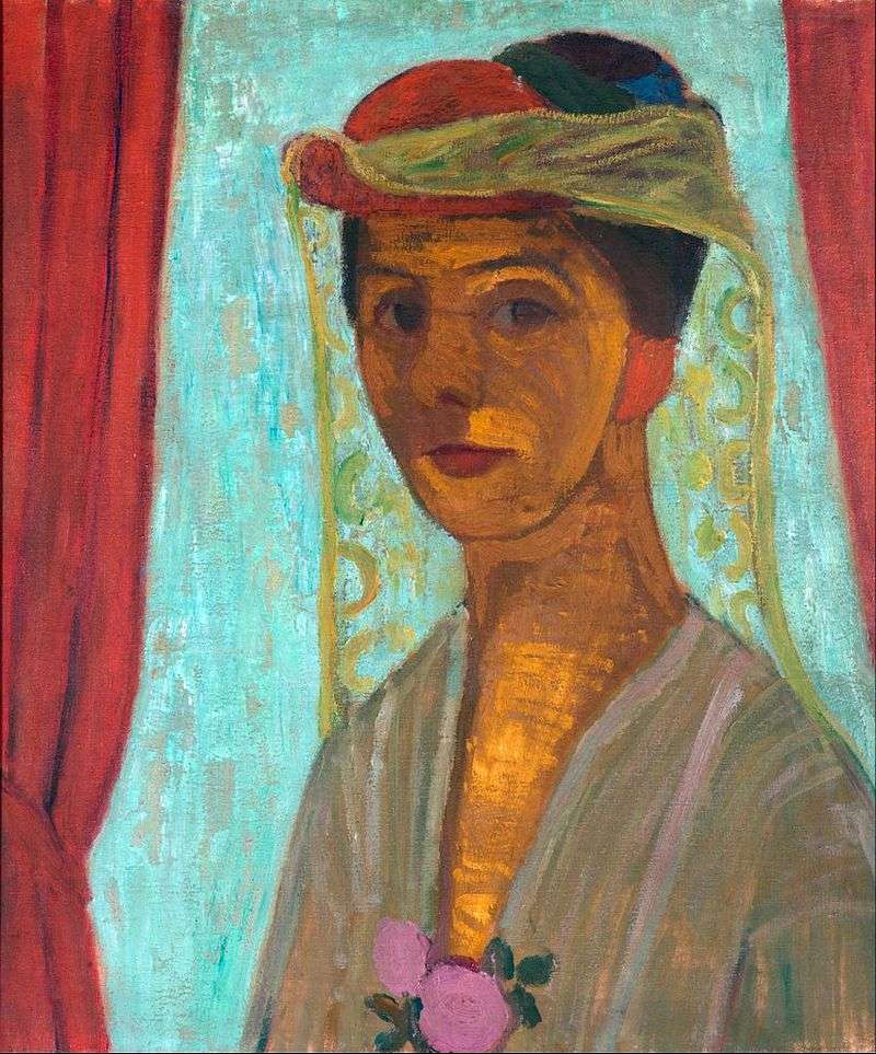 Self Portrait in a Hat with a Veil by Paula Modersohn Becker