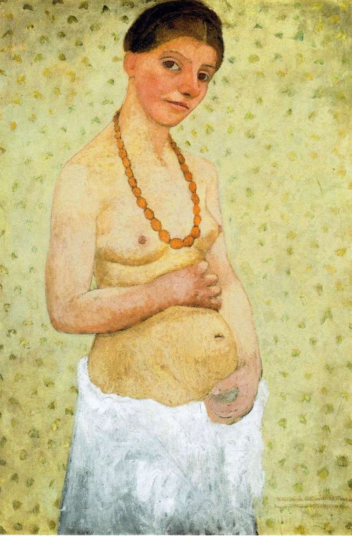 Self portrait on the sixth anniversary of marriage by Paula Modersohn Becker