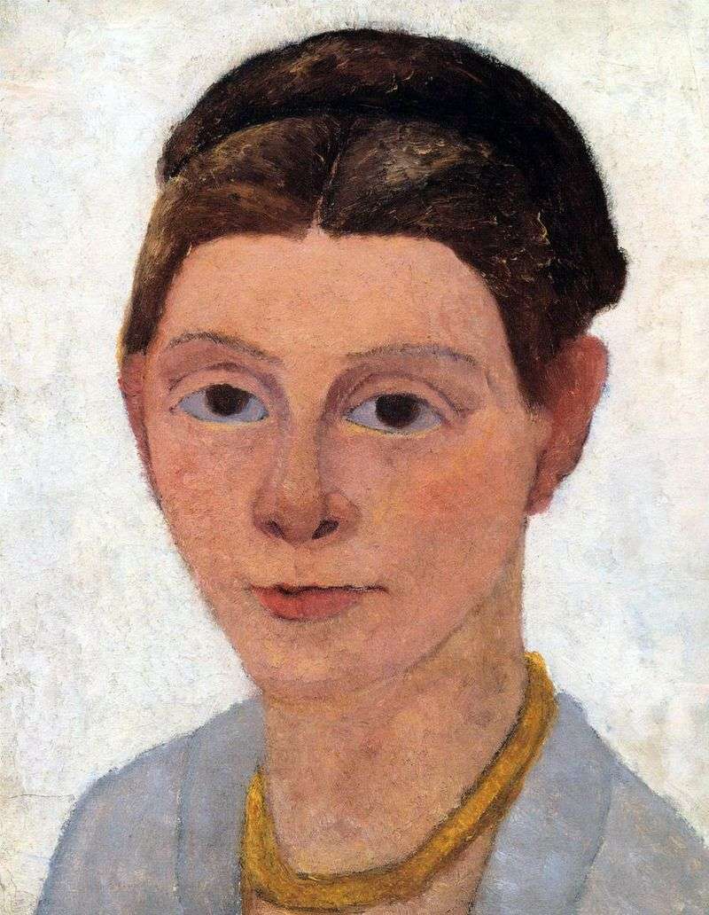 Self portrait with amber necklace by Paula Modersohn Becker