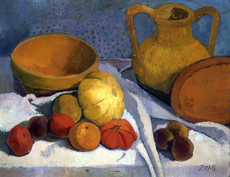 Still life with a yellow ball and an earthenware jug by Paula Modersohn Becker