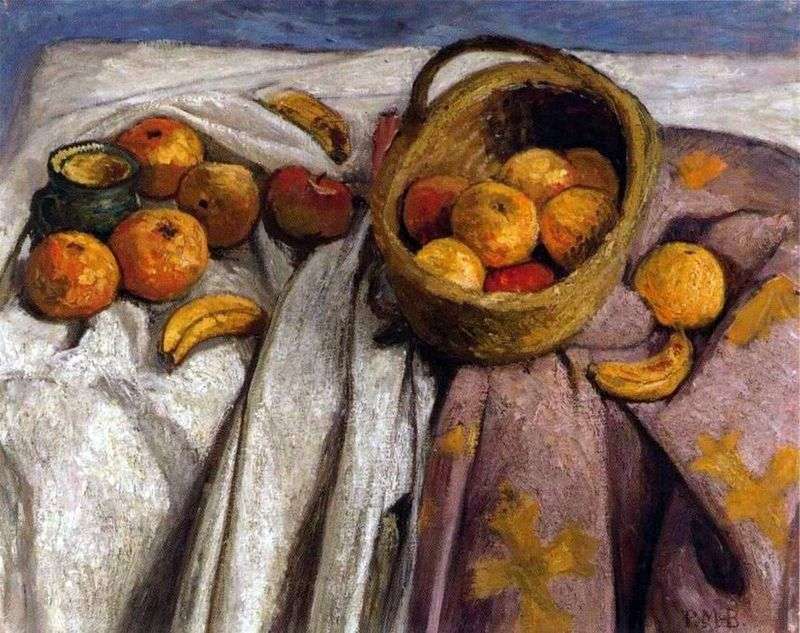 Still Life with Apples and Bananas by Paula Moderzon Becker