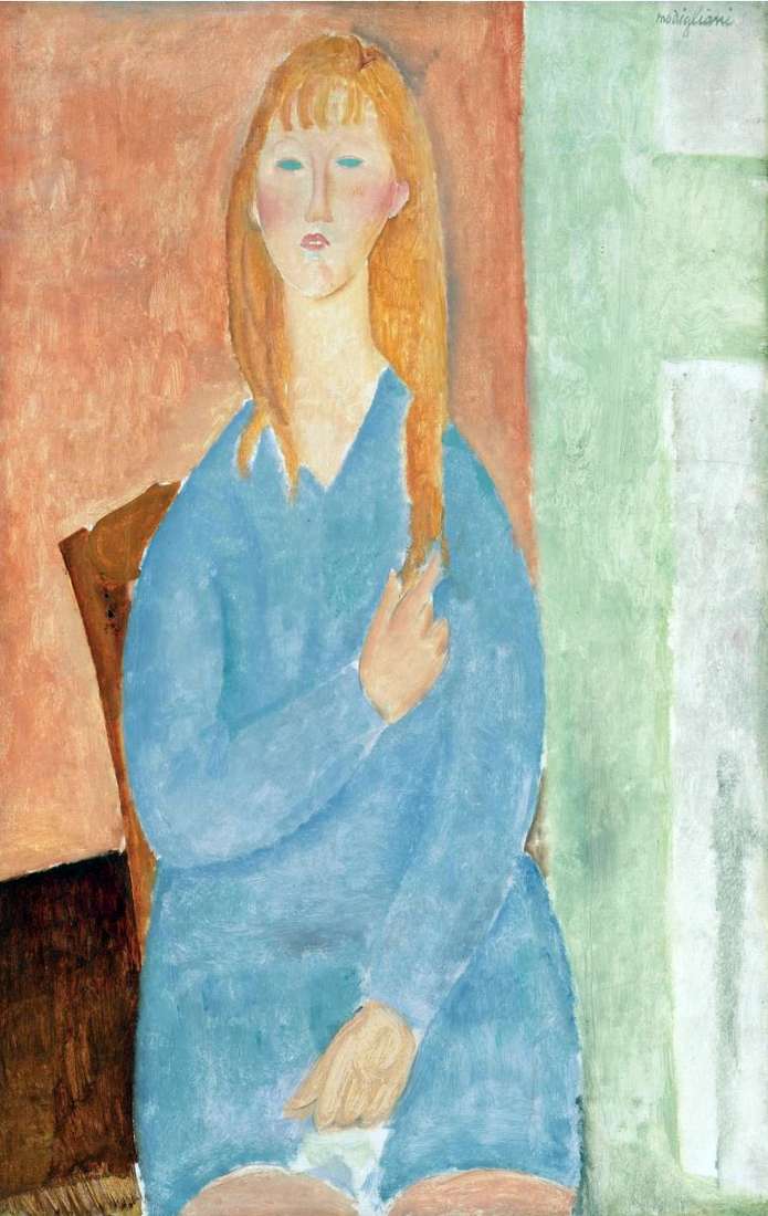 Girl in a blue dress by Amedeo Modigliani