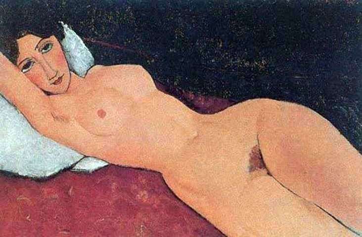 Nude on a white pillow by Amedeo Modigliani