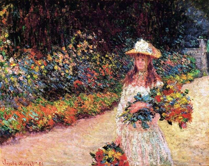 Girl In The Garden Giverny By Claude, Young Woman In The Garden By Claude Monet