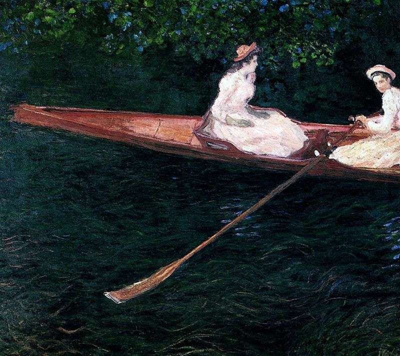 Girls sailing in a boat on the river Ept by Claude Monet