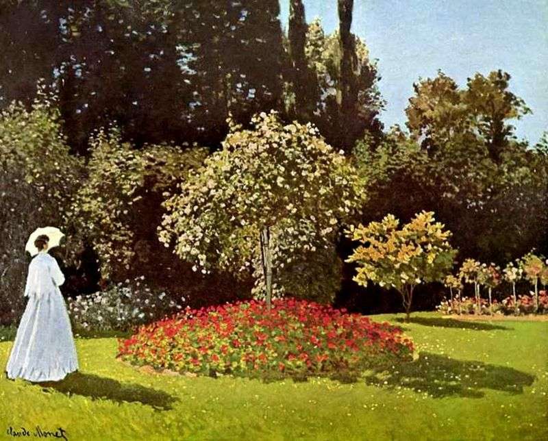 Lady in the Garden of Saint Adress (Jeanne Margherita Lecadre in the Garden) by Claude Monet