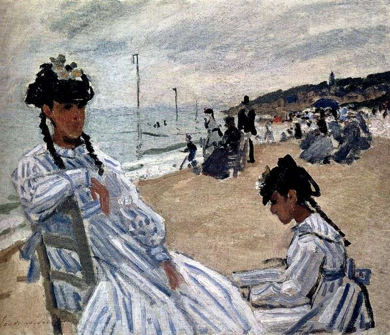 On the beach in Trouville by Claude Monet