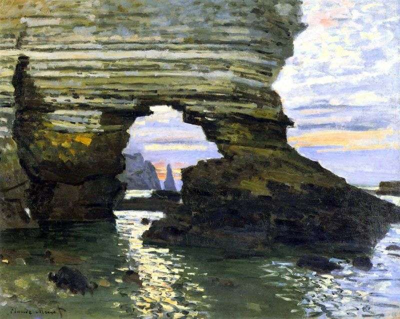 Port Aval, Etretat, stone gate by Claude Monet